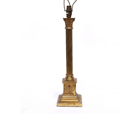 A brass Corinthian column table lamp 46cm