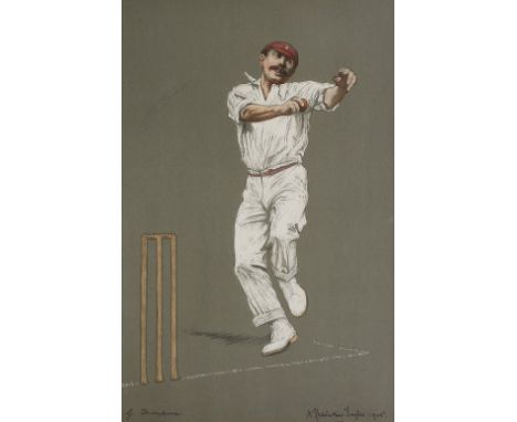 After Albert Tayler (British, 1862-1925) A set of six chromolithographs of cricketers printed by Fine Art Society London 1905