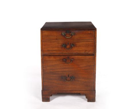 A George III mahogany chest/commode with brass handles, 50cm wide, 43cm deep, 73cm high