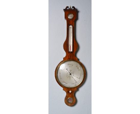A 19th Century mahogany large barometer with silvered dials by E Halstead of 11 Leather Lane, Holborn