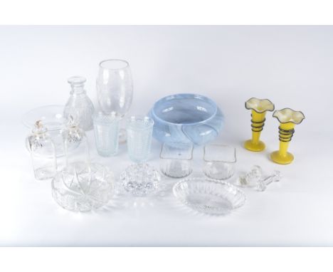A collecton of glassware to include and Orrefors candlestick and other pieces