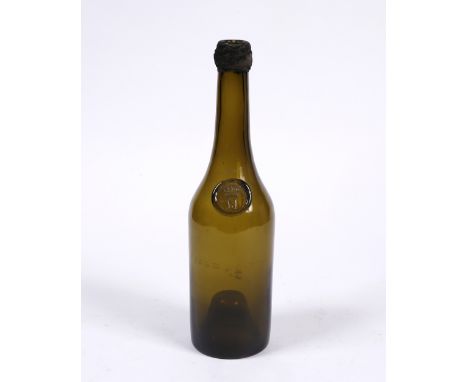 An 18th Century green seal wine bottle marked with N  and coronet, possibly Napoleon, 32cm high