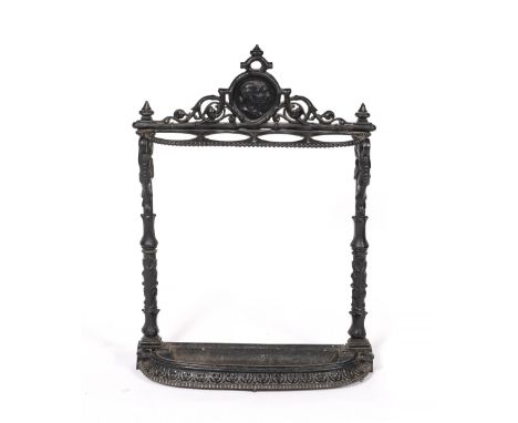 A Coalbrookdale cast iron stick stand inscribed to the reverse CB Dale Co with registration mark and further numbers, 57cm wi