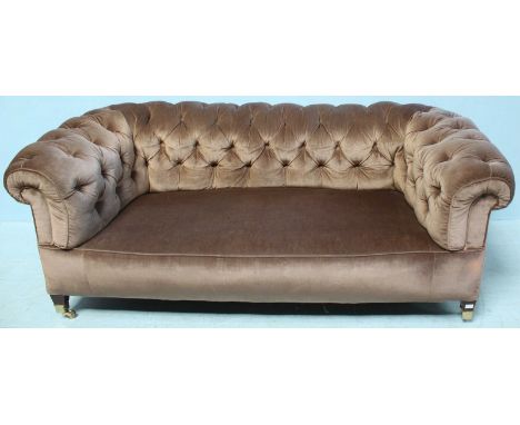 A 19th century Chesterfield sofa with corduroy upholstery. 185cm wide.