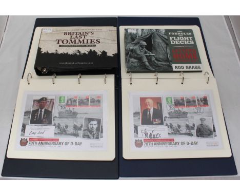 Twenty-four 70th Anniversary of D-Day First Day Covers, each individually signed by veterans, in two ring binders, together w