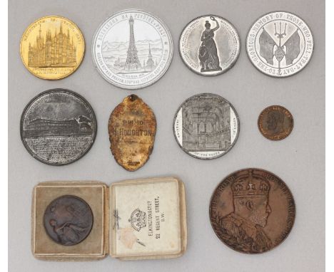 Five various commemorative medallions comprising Great Exhibition 1851, two various Edward VII Coronation (small example boxe