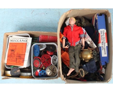 A Palitoy Action Man figure, together with a large quantity of assorted accessories, weapons and clothing etc. and a small co