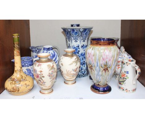 SECTION 5. A collection of assorted Oriental and mixed ceramic items including a Japanese vase of shaft and globe form with c