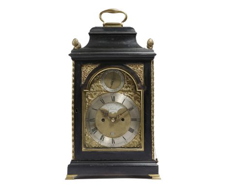 A George III ebonised repeating bracket clock by John Day of London, the eight day brass movement with four turned pillars, w