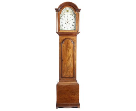 An early 19th century mahogany longcase clock by Stubington of Gosport, the eight day brass movement striking on a bell, with