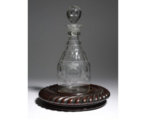 A Regency Scottish mahogany wine decanter coaster attributed to James Mein of Kelso, the dished top with a gadrooned edge, on