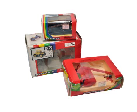 Britains farm model issues comprising Vicon Grass Mower (9531) plus log sled (9412) both appear without fault in good boxes, 