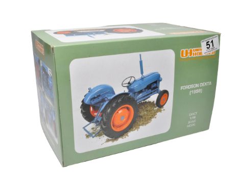 Universal Hobbies 1/16 farm model issue comprising Fordson Dexta (1958). Looks to be without obvious signs of fault in origin