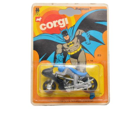 Corgi Juniors No. 23 Batman Batbike. Factory sealed on good to very good card, bubble has small split one side.