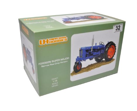 Universal Hobbies 1/16 farm model issue comprising Fordson Super Major Narrow Crop Version. Looks to be without obvious signs