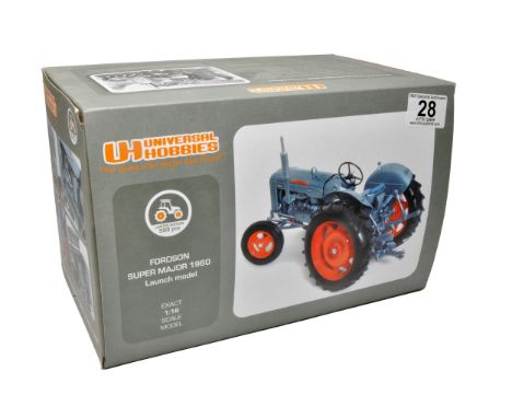 Universal Hobbies 1/16 farm model issue comprising Fordson Super Major 1960 Launch Model. Looks to be without obvious signs o