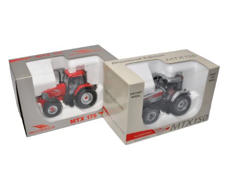 Duo of Universal Hobbies 1/32 farm issues comprising McCormick MTX 175 Tractor plus MTX 150 Diamond Edition Tractor. Both loo