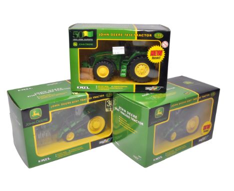 Britains John Deere trio 1/32 farm model issues comprising 7830 Tractor(42348), 8330T Tracked Tractor Collectors Edition (421