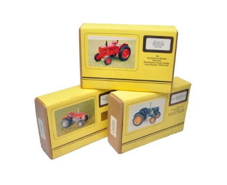 Scaledown Tractor and Implement Model Kits comprising Nuffield 4/60 Tractor, Fordson E27N with hydraulics and Massey Ferguson