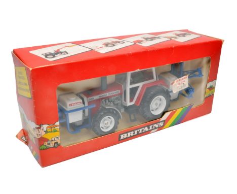 Britains 1/32 farm model issue comprising Massey Ferguson 2680 and Crop Spray Tractor (9615), appears without fault in origin