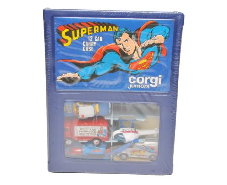 Corgi Juniors 'Superman' 12-car carry case featuring various vehicles from the range. Factory sealed set. Excellent.