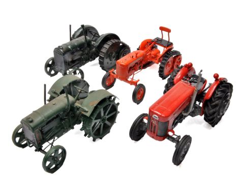 Megs Models or similar 1/32 handbuilt farm model issues comprising various Fordson, Allis Chalmers and Massey Tractors. Displ