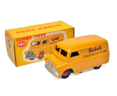 Dinky No. 480 Bedford Van, Kodak. Yellow, with red hubs, as shown. Displays generally very good to excellent, with the odd ve