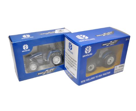 Britains 1/32 farm issues comprising New Holland TS135A Tractor (42098B) plus New Holland TM 165 Tractor (002321)). Both appe