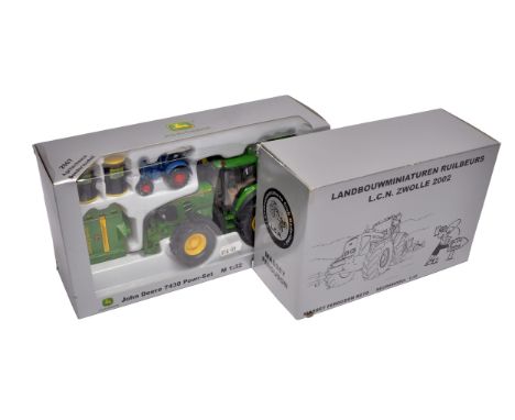 Siku 1/32 farm model duo comprising LCN Show 2002 Massey Ferguson Tractor plus Agritechnica 2007 special edition John Deere S