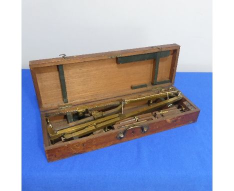 A mahogany cased brass Pantograph, in rectangular fitted box, the pantograph of standard design signed in script 'Stanley, Gt