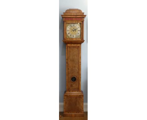 A walnut and feather-banded Longcase Clock, by Thomas Elliott, Greenwich, early 18th century and later, the 11-inch brass dia