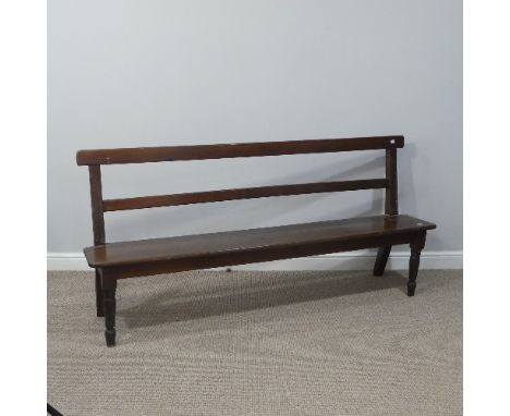 A vintage Refectory Bench, on turned front and square back legs, W 177cm x D 37cm x H 84cm, together with two other rustic Be