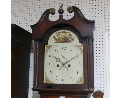 A Georgian mahogany 8-day Longcase Clock,&nbsp;with two-weight movement striking on a bell, the 12-inch arched painted dial w