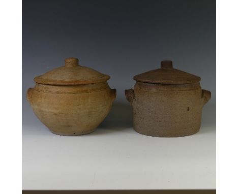A Bernard Leach studio pottery Tureen, and cover with knopped finial, and handles, with impressed mark, together with another