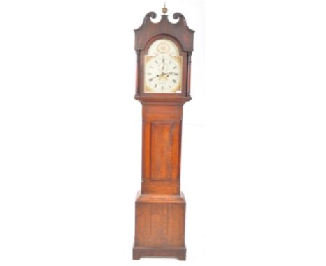 JN Mallet of Barnstaple, Devon. A West Country 19th century mahogany longcase clock. Having a white enamelled face with eight