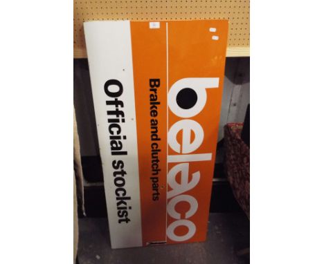 An enamel advertising sign for 'Belaco' brake and clutch official stockist