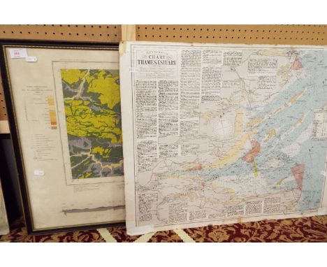 'Reynolds's New Chart of the Thames Estuary', unframed, together with a mid-20thC Ordnance 'Geological Survey...Solid and Dri