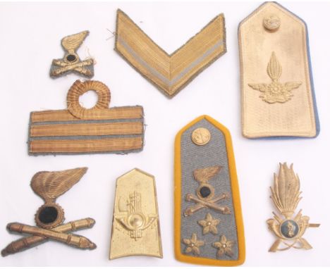 WW2 Italian Fascist Insignia, consisting of bullion Artillery officers headdress badge, smaller bullion Artillery officers he