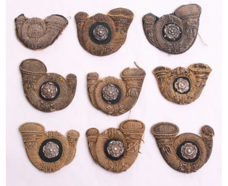 Selection of Kings Own Yorkshire Light Infantry Officers Bullion Collar Badges, of fine quality bullion wire bugle horns with