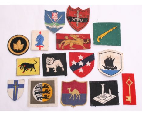 Selection of Cloth Formation Signs, consisting of bullion embroidered 14th Army, 11th Armoured division, printed HQ Land Forc