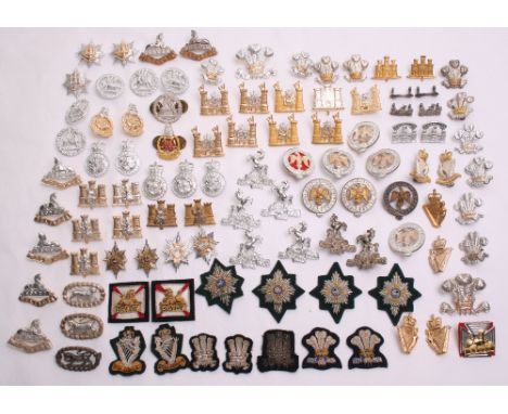 Selection of Amalgamated Regiments and Later Pattern Collar Badges, consisting of officers and other ranks examples in silver