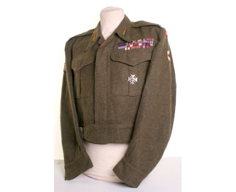 WW2 Polish 5th Kresowa Infantry Division Battle Dress Blouse, being a Canadian made example with embroidered POLAND nationali