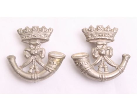 Scarce Pair of Collar Badges Worn by the Volunteer Battalions of the Duke of Cornwall’s Light Infantry circa 1890’s, white me