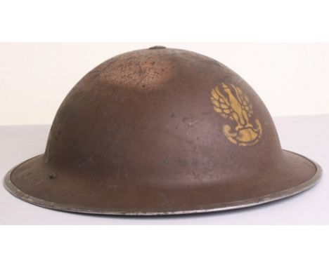 WW2 Polish Marked Steel Combat Helmet, standard pattern WW2 British steel combat helmet with much of the original paint finis