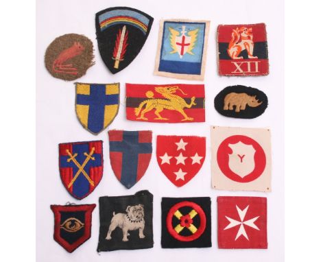Selection of Cloth Formation Signs, consisting of early pattern 7th Armoured division embroidered, embroidered 1st Armoured d