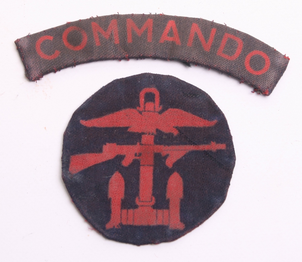 WW2 Printed Commando Shoulder Title, accompanied by a printed combined ...