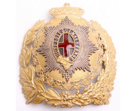 Post 1953 Household Cavalry Officers Helmet Plate, being a fine gilt Queens crown example with silver eight pointed star to t