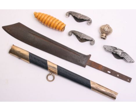 Selection of German Dagger Parts, consisting of a RAD hewer blade, Luftwaffe grip (chipped and section missing), 2x army and 