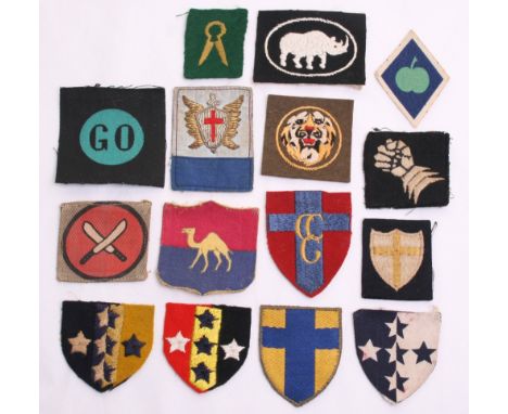 Selection of Cloth Formation Signs, consisting of printed 8th Armoured division, embroidered 6th Armoured division, embroider