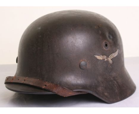 Luftwaffe Single Decal M40 Pattern Steel Combat Helmet, retaining much of the original paint finish to the exterior of the sh